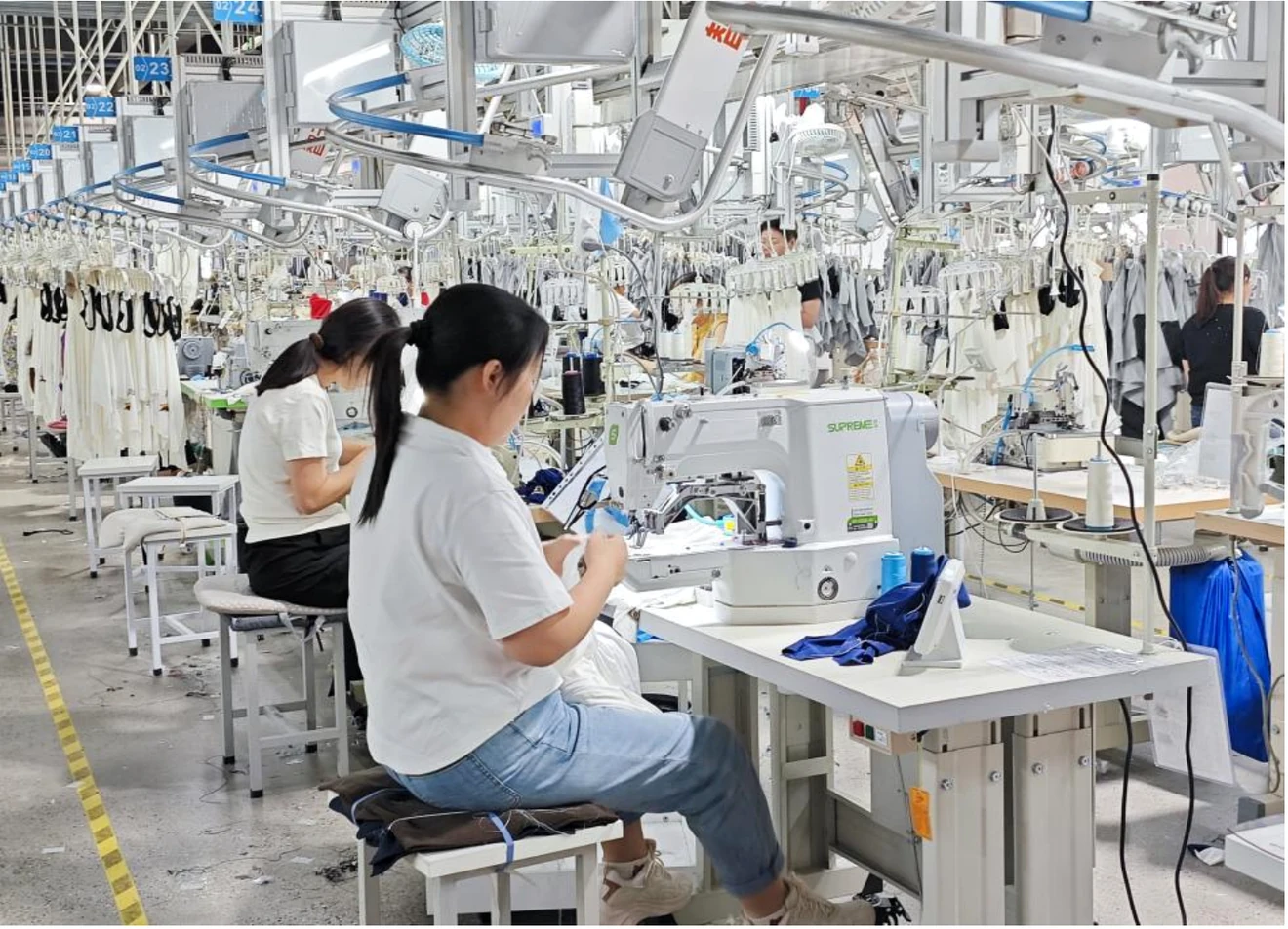 Garment sewing station from factory catalog