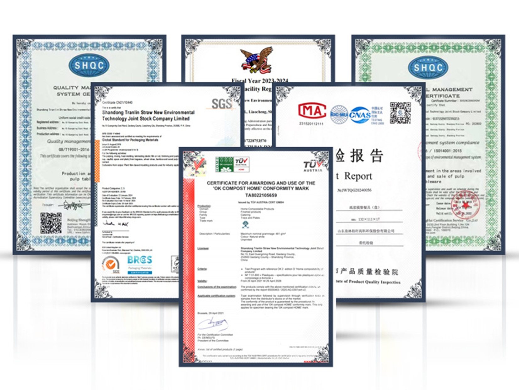 Factory certification documents prepared for buyer review