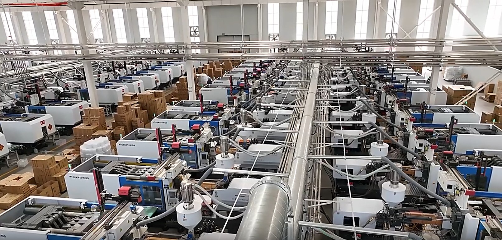 Packaging production line equipment inside factory