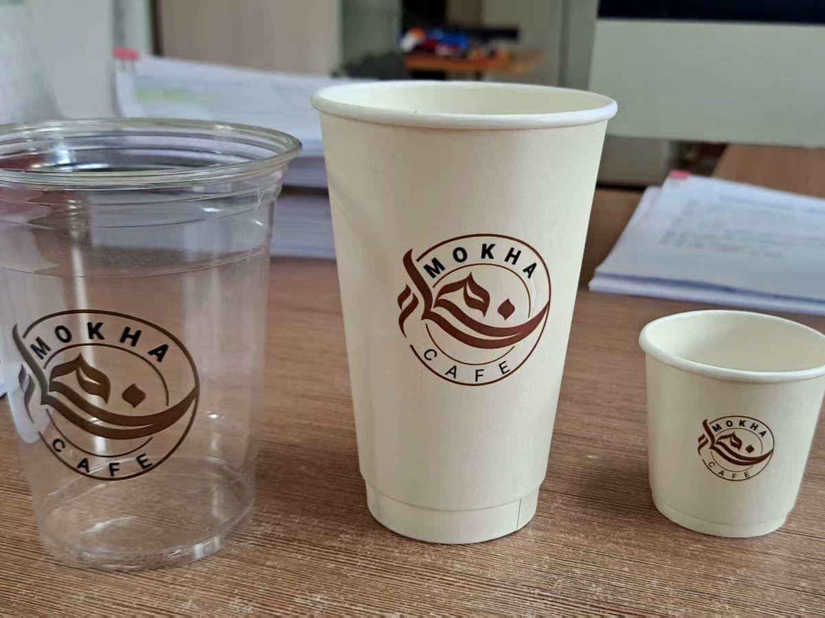 Product sample cups and packaging prepared for review